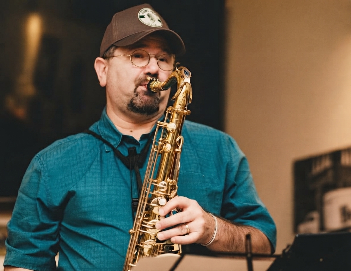 Le saxophoniste de Simple Zzaj’ en concert